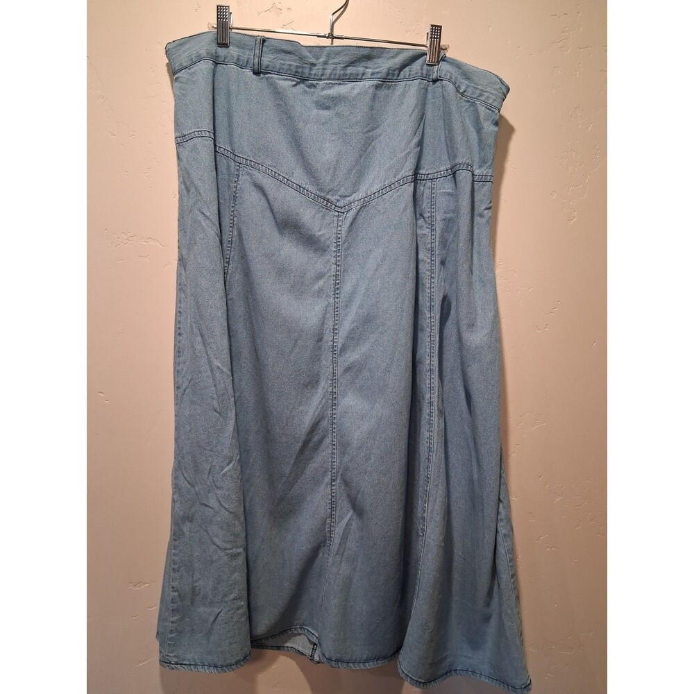 Back in the Saddle Sz 1X Lightwash Denim Elastic Waist Side Zipper A-Line Skirt